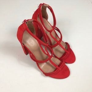 Charlotte Russe Heels Red Orange Block Heel Sz 10